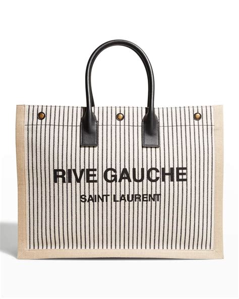 Saint Laurent Rive Gauche Striped Canvas Tote Bag